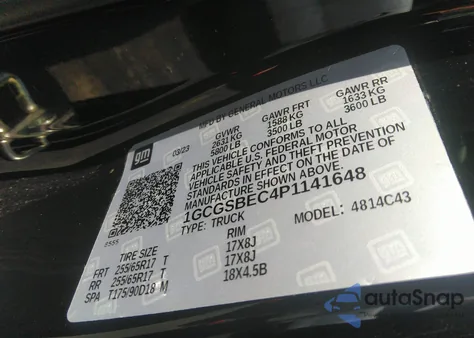 2023 Chevrolet Colorado 2Wd Short Box Wt from USA, damaged, VIN 1GCGSBEC4P1141648